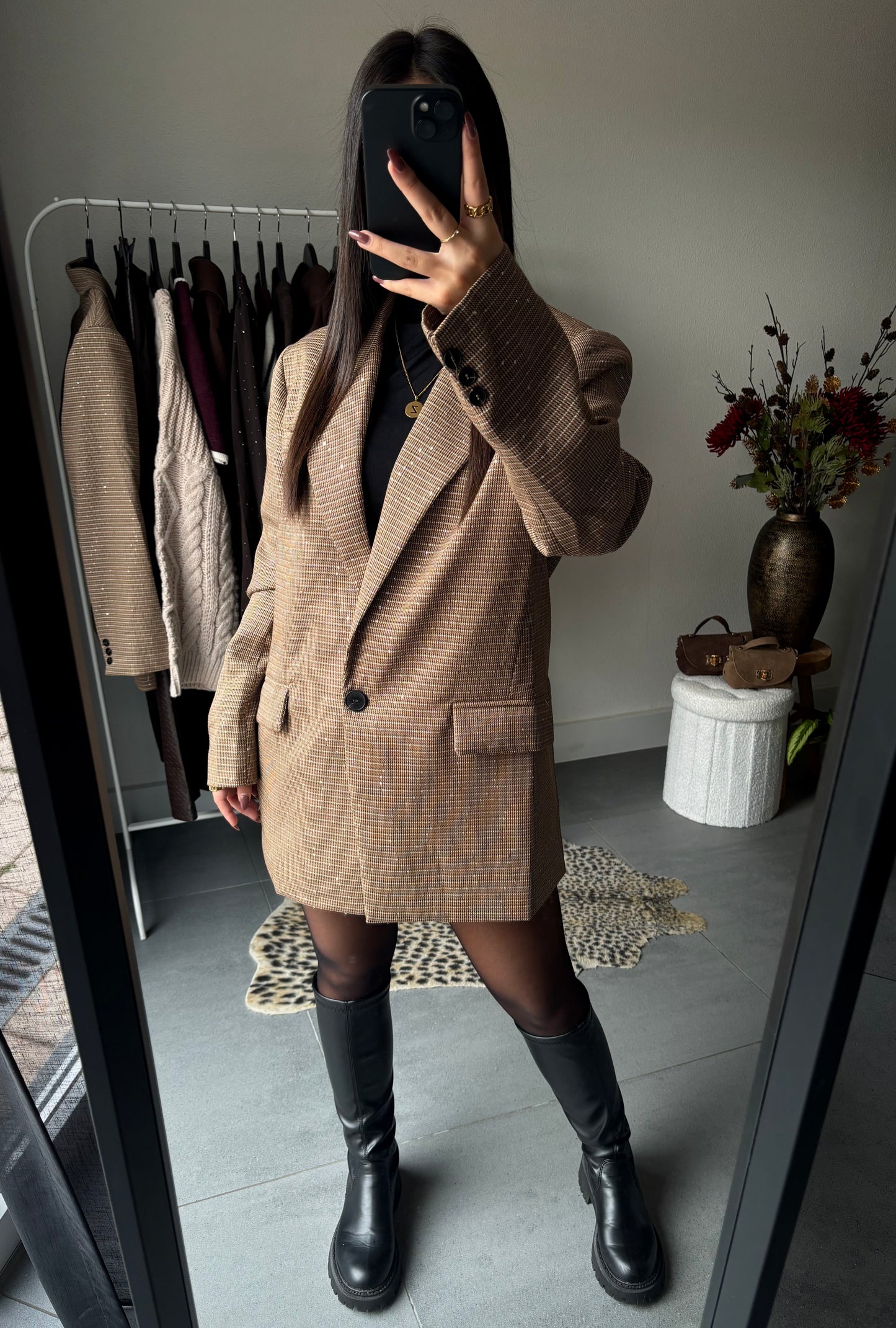Cambridge check oversized blazer