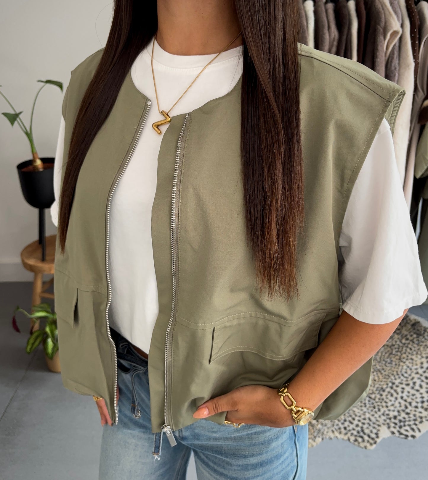 Urban ease puffer gilet (kaki)