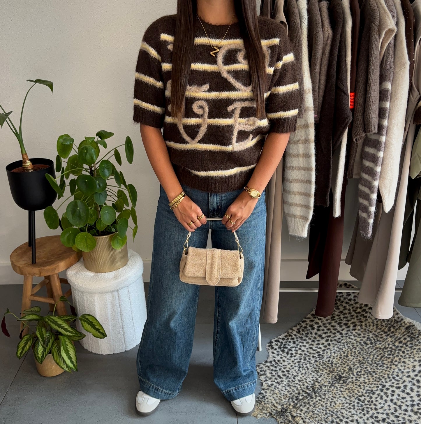 Choco stripe trui
