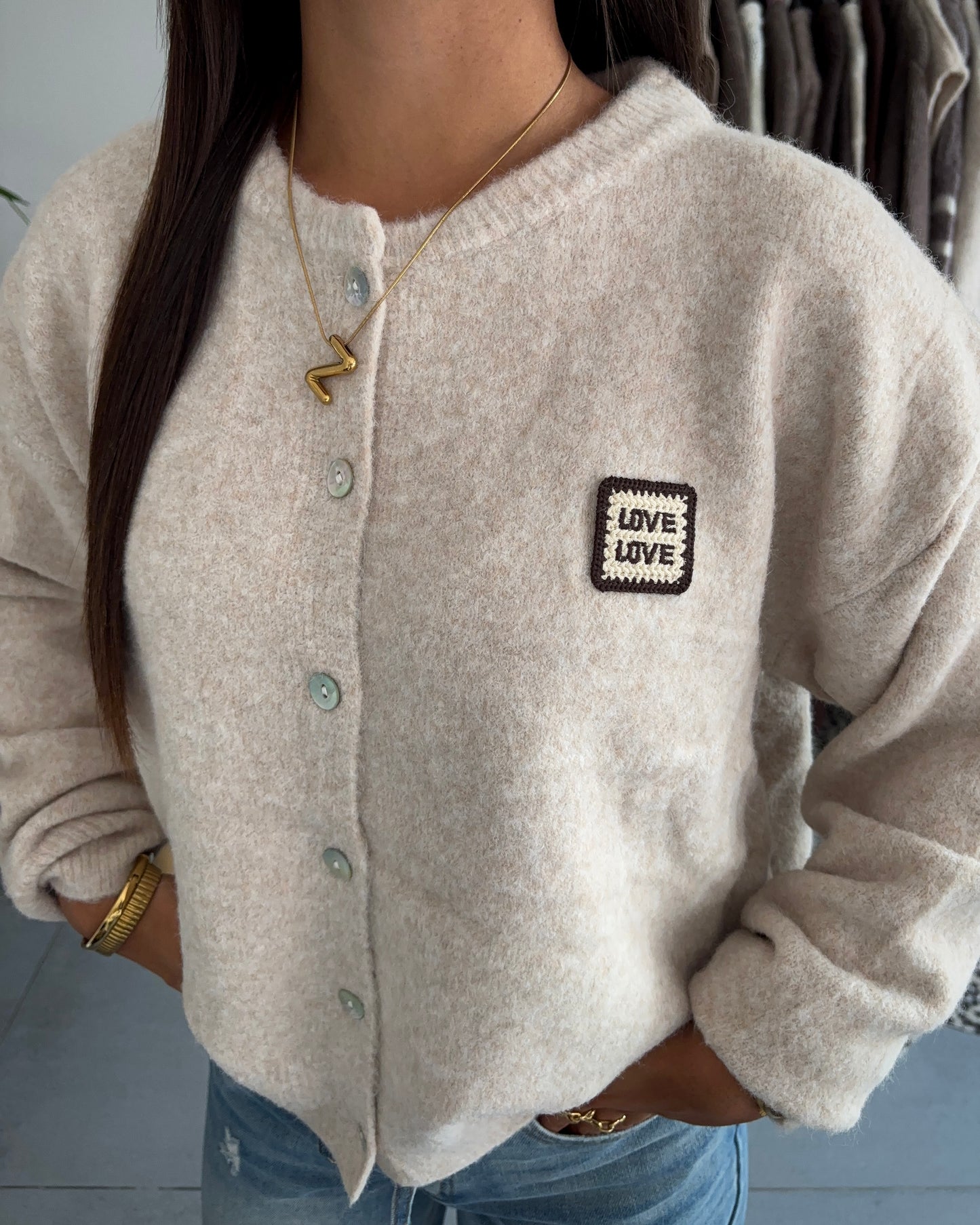 Love love knit vest (beige)