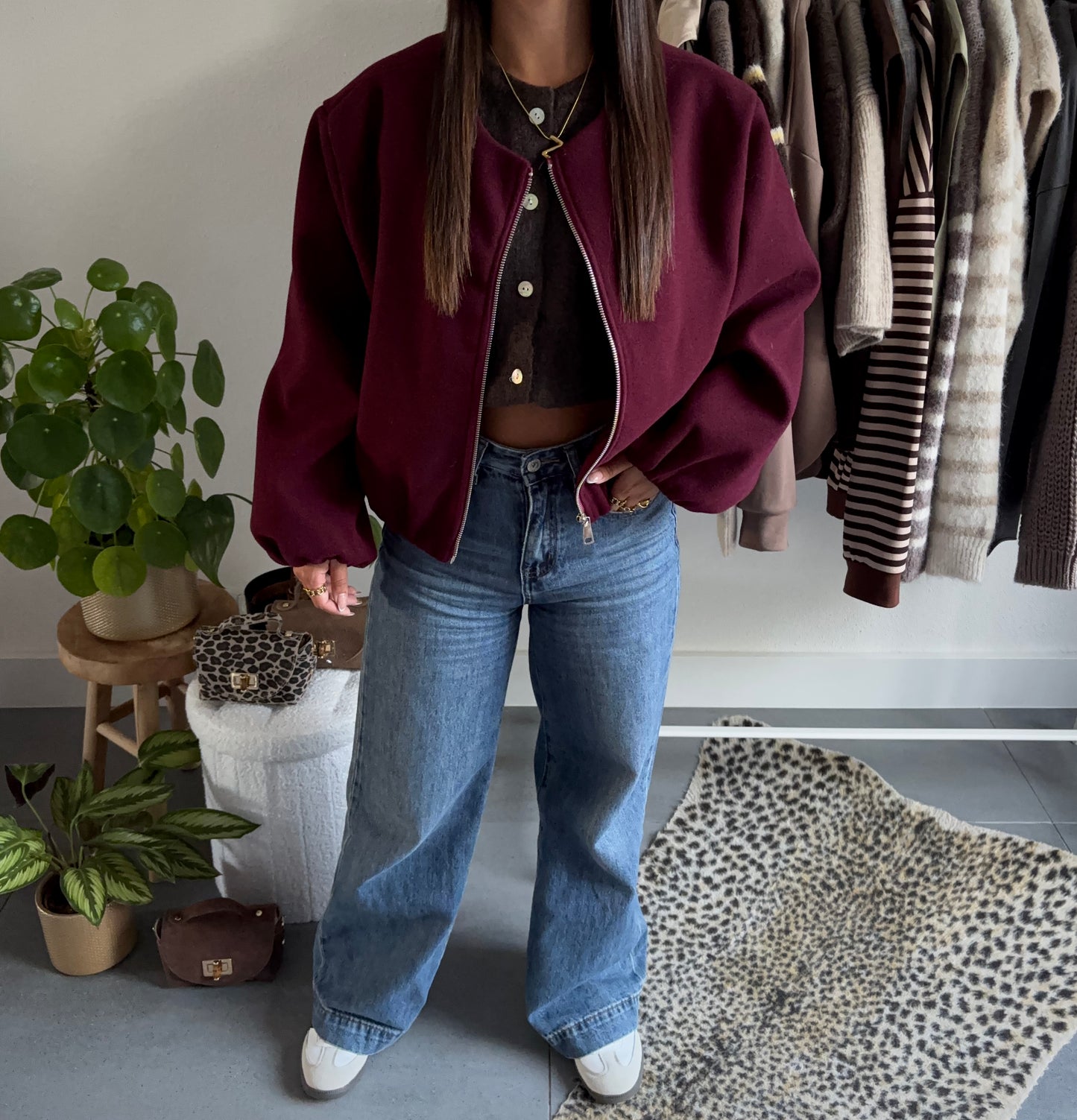 Minimal zip bomber jacket