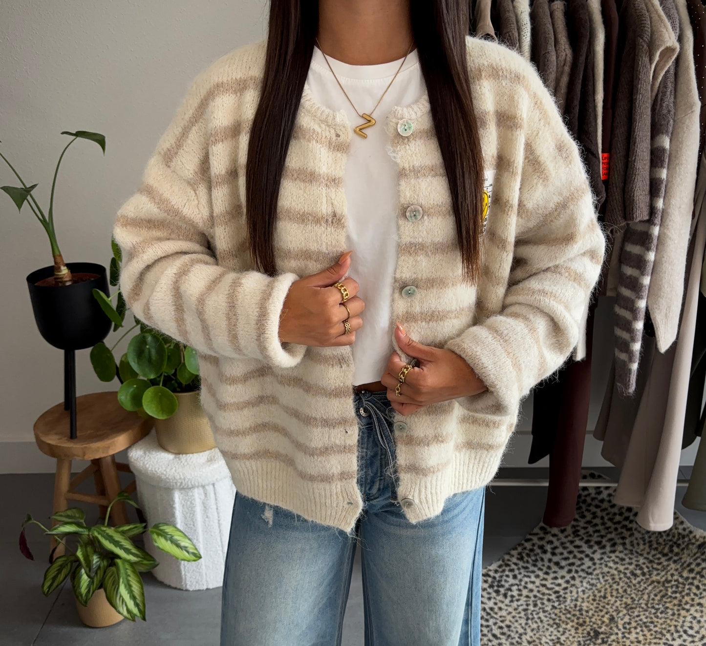 Happy stripes vest (beige)