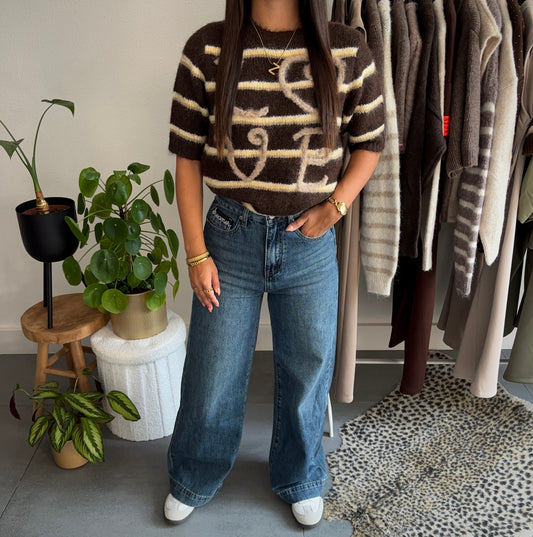 Choco stripe trui