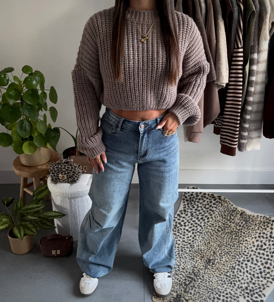 Cozy knit cropped trui
