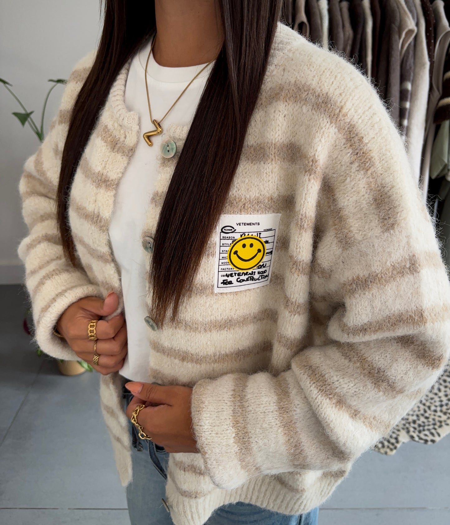 Happy stripes vest (beige)