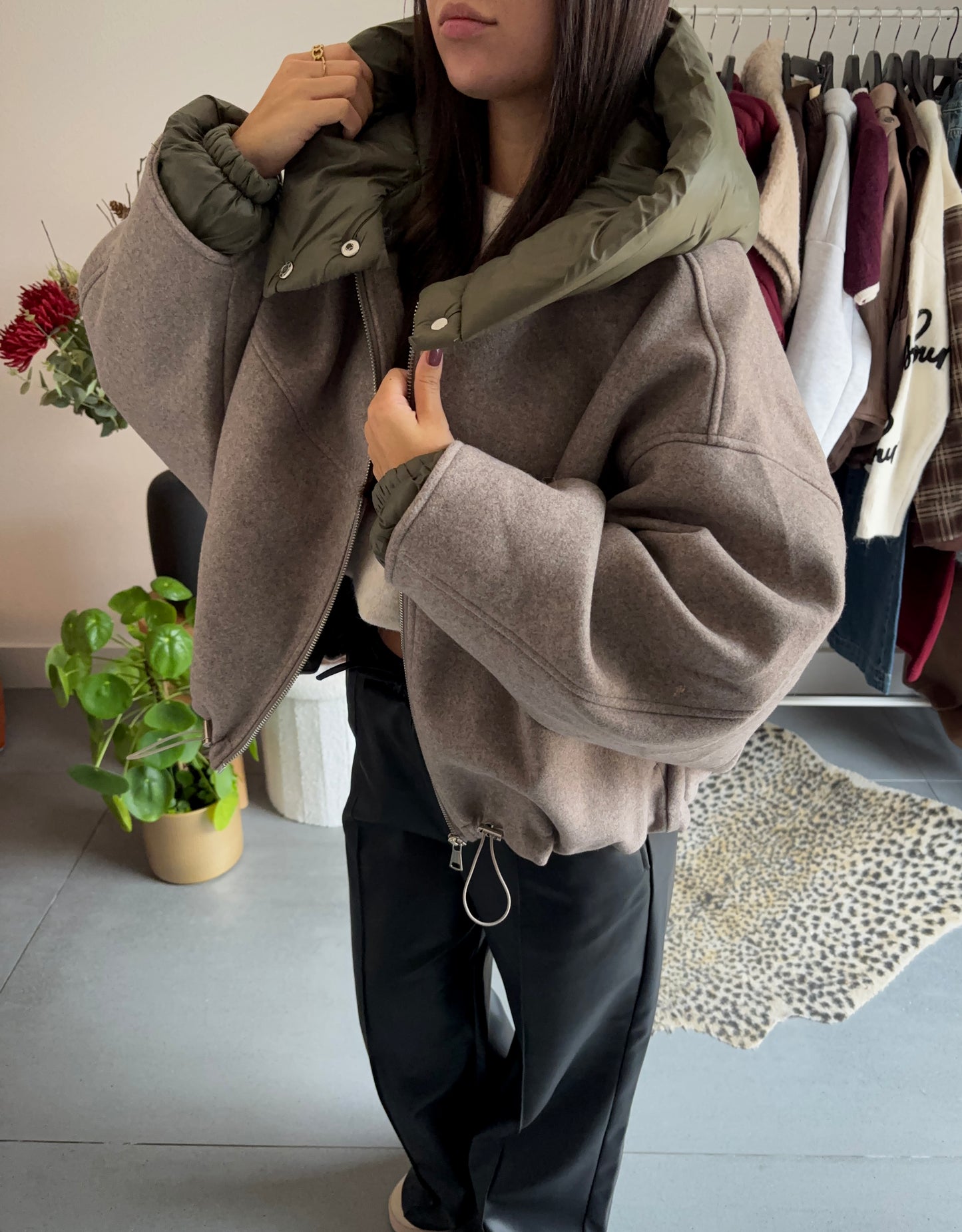 Reversible utility bomber jacket