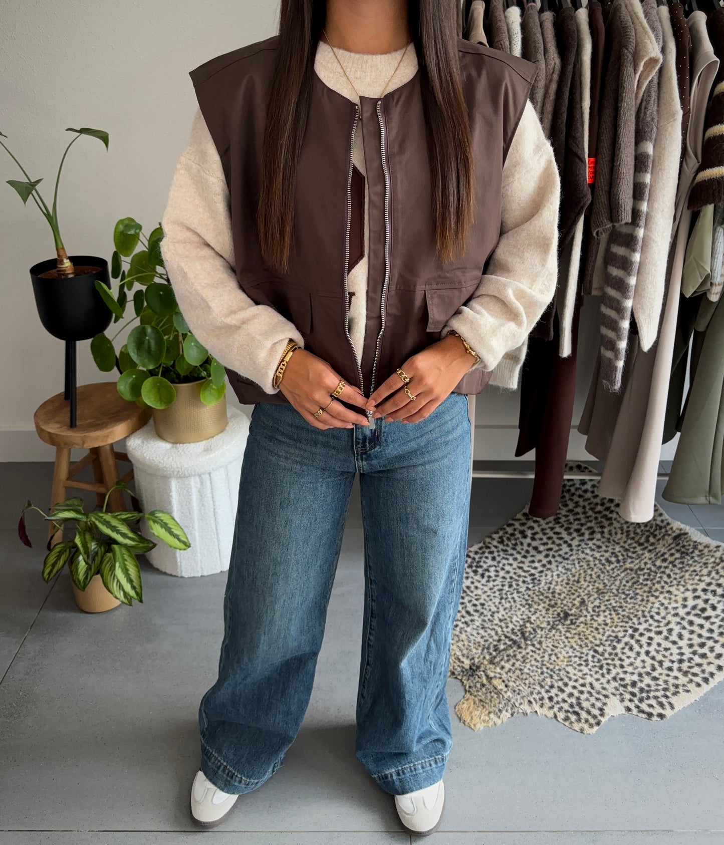 Urban ease puffer gilet (bruin)