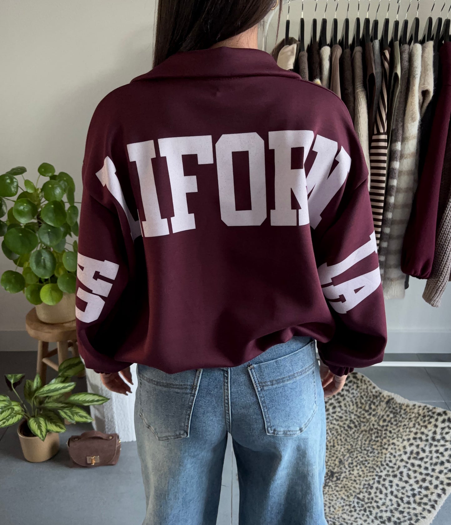 California varsity zip sweater (bordeaux)