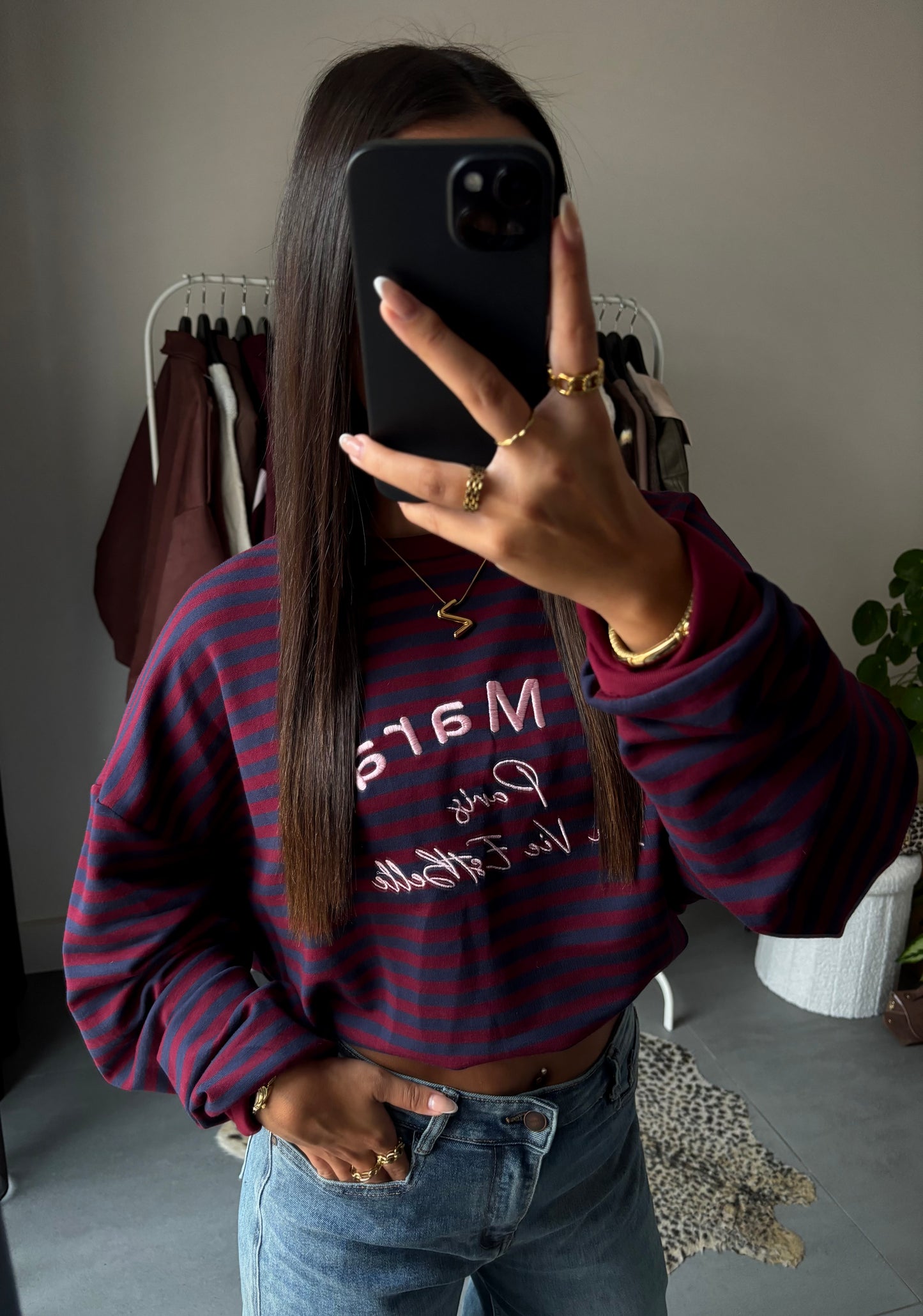 Parisienne stripe sweater (bordeaux)