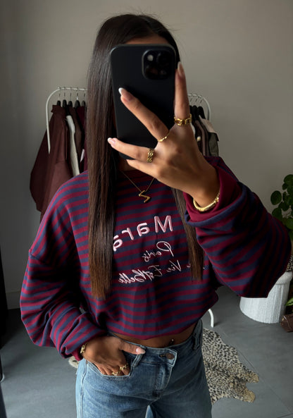 Parisienne stripe sweater (bordeaux)