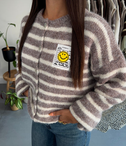 Happy stripes vest (taupe)