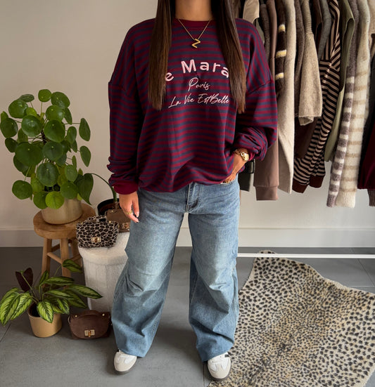 Parisienne stripe sweater (bordeaux)