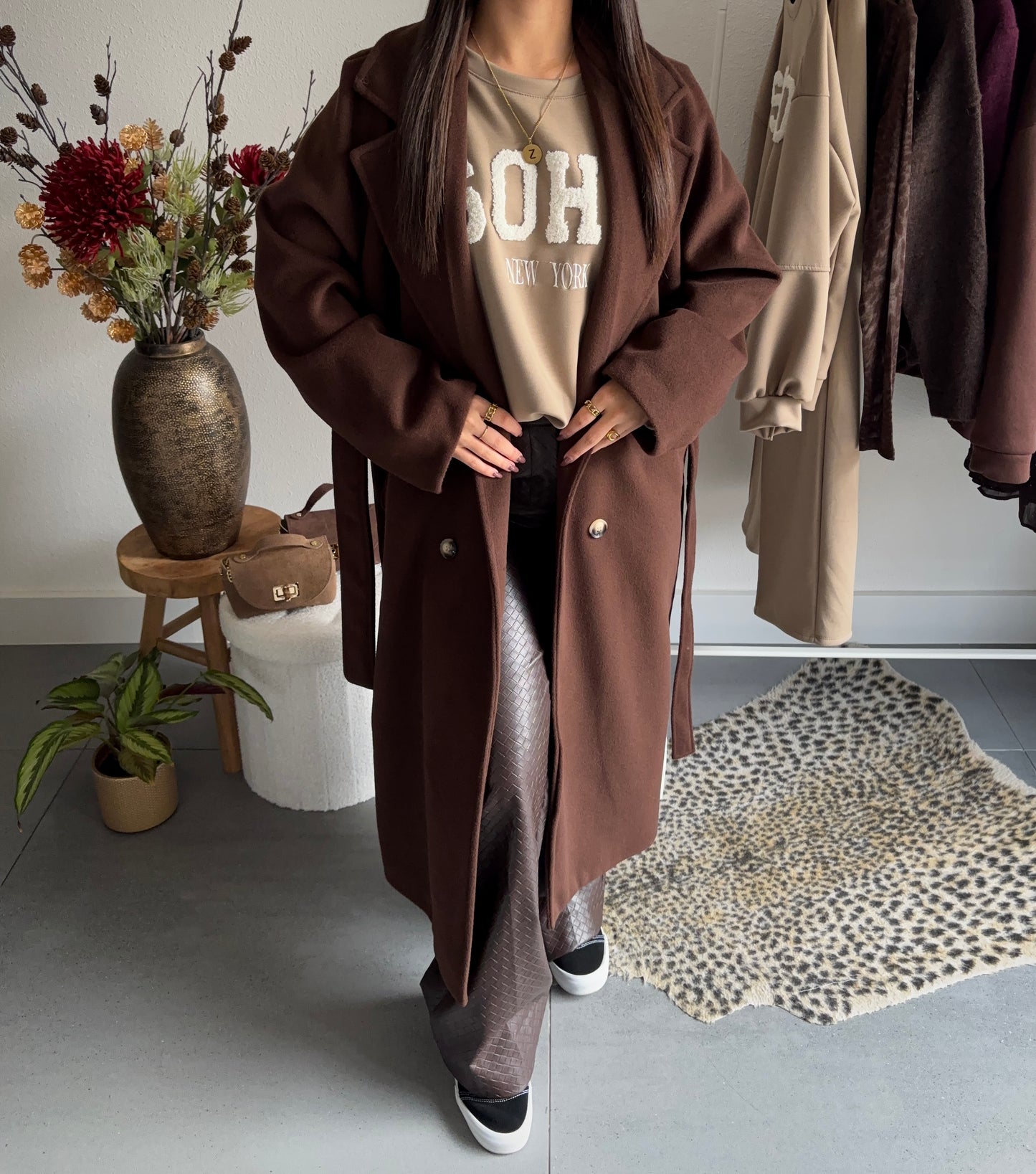 Cocoa longline coat