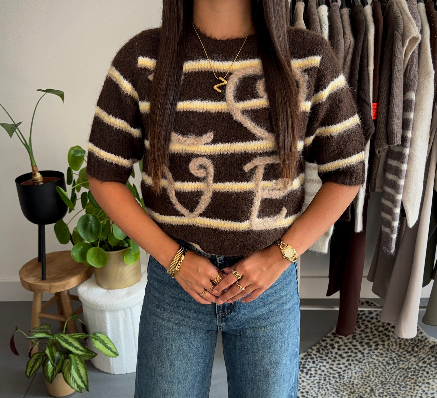 Choco stripe trui