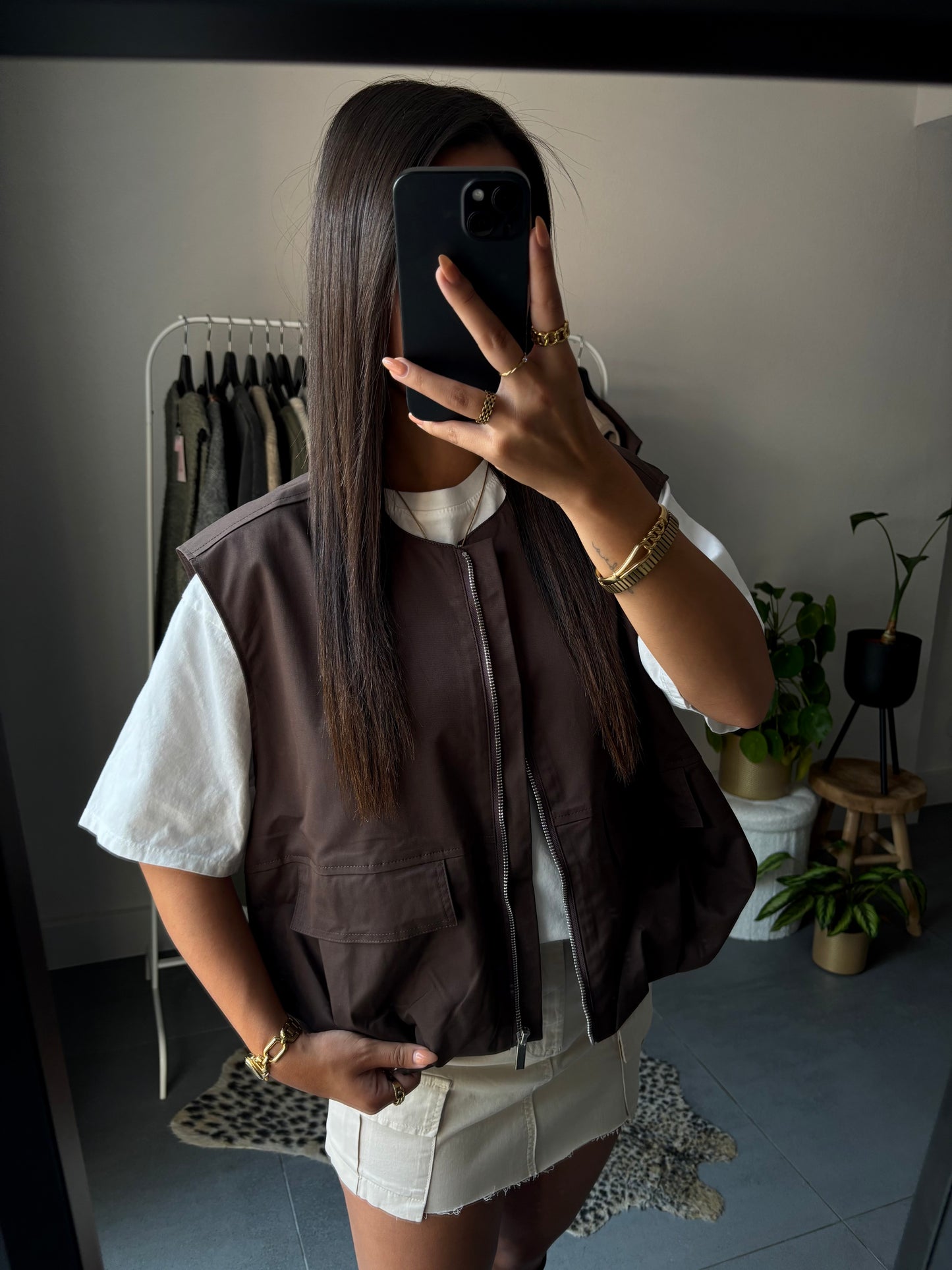 Urban ease puffer gilet (bruin)