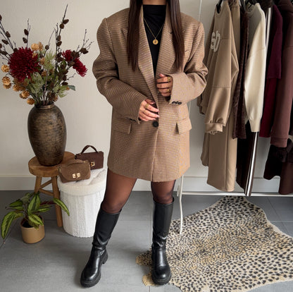Cambridge check oversized blazer