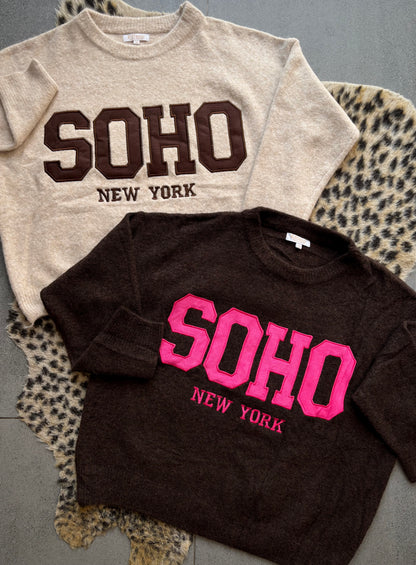 Soho cozy college trui (beige)