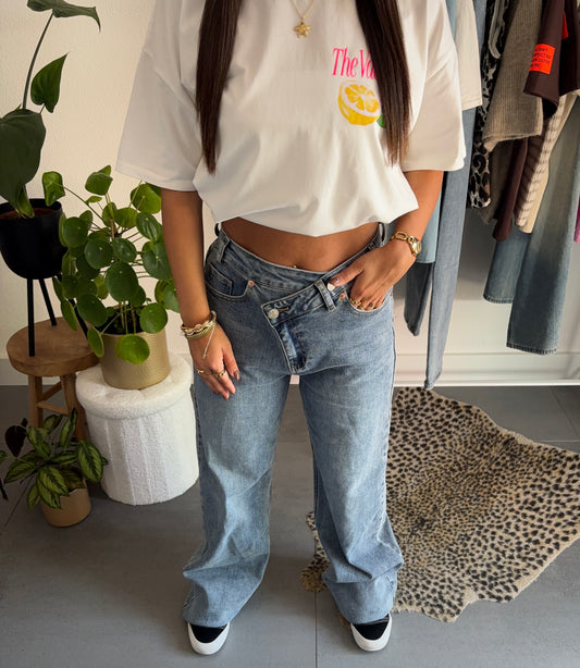 Twist-up denim jeans
