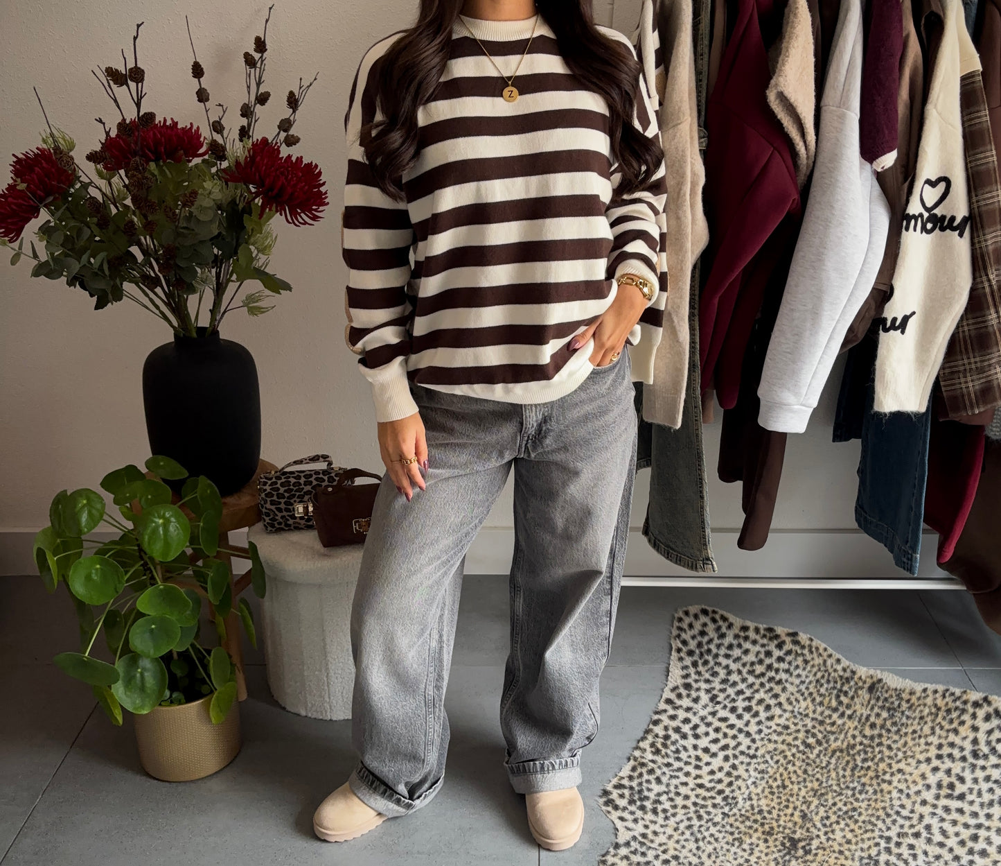 NYC varsity striped sweater