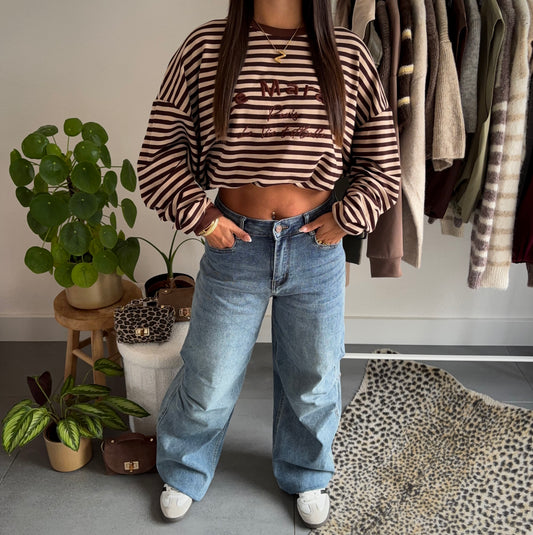 Parisienne stripe sweater (bruin)