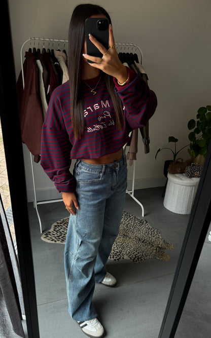 Parisienne stripe sweater (bordeaux)