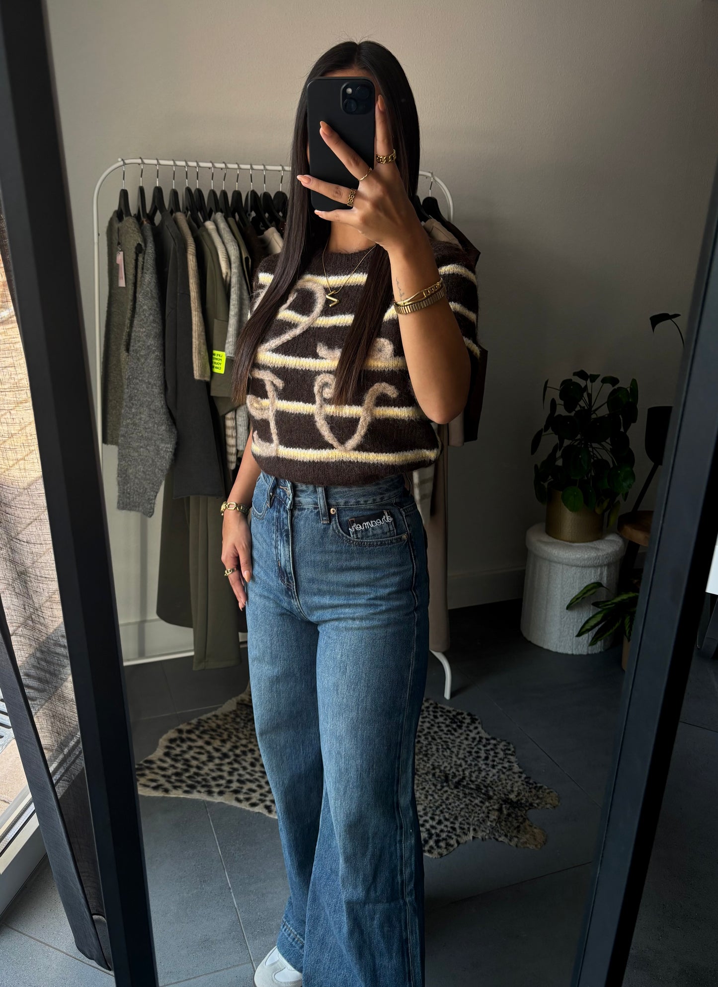 Choco stripe trui