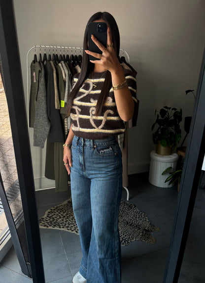 Choco stripe trui