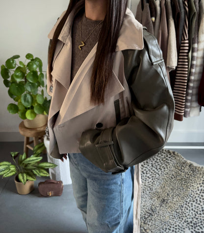 Contrast trench cropped jacket
