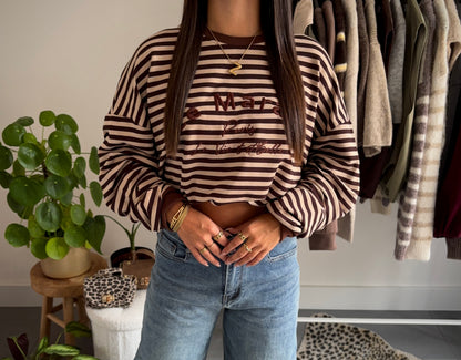 Parisienne stripe sweater (bruin)