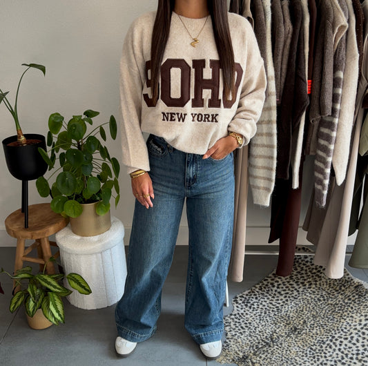 Soho cozy college trui (beige)