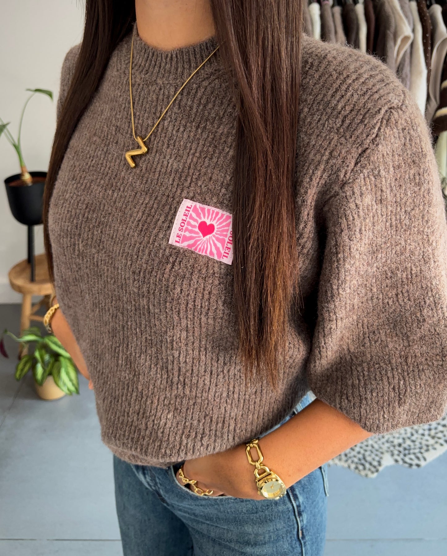 Heartlight knit trui (bruin)