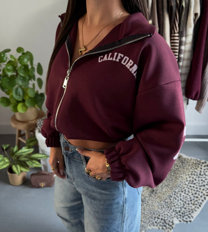 California varsity zip sweater (bordeaux)