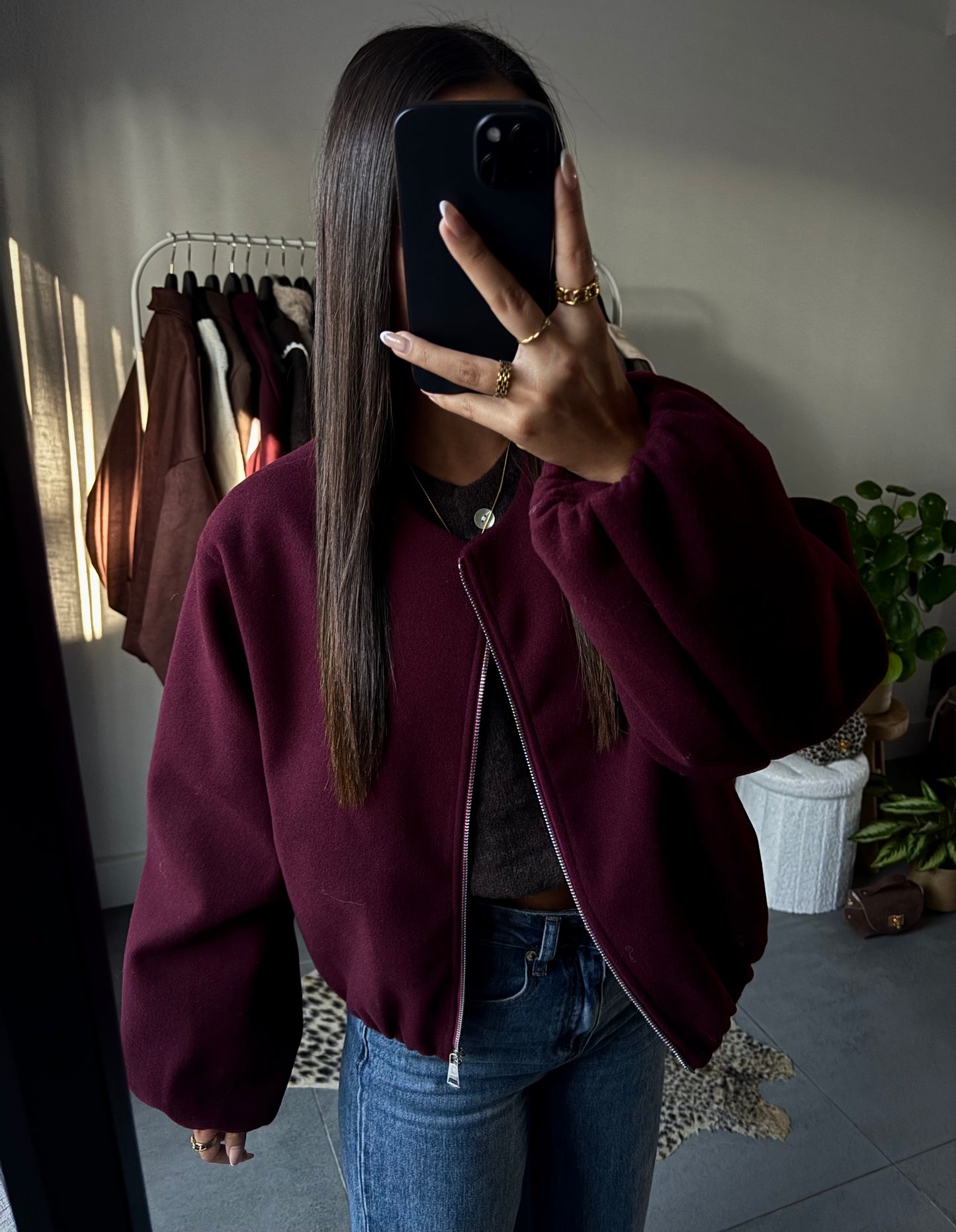 Minimal zip bomber jacket