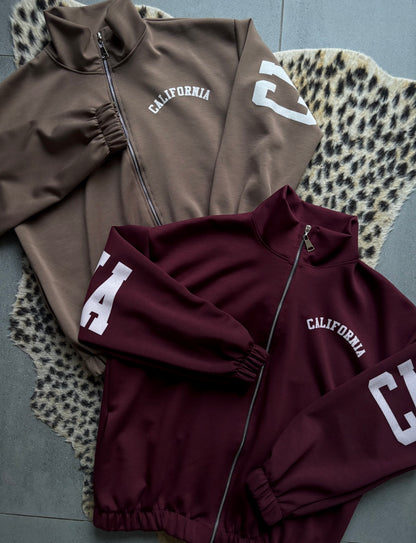 California varsity zip sweater (bordeaux)