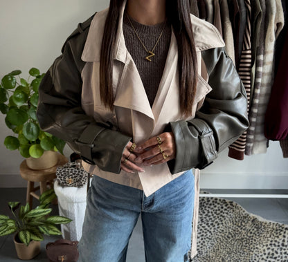 Contrast trench cropped jacket