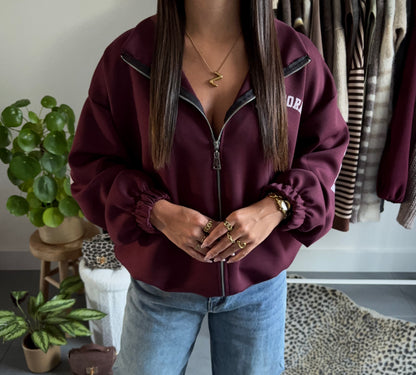 California varsity zip sweater (bordeaux)