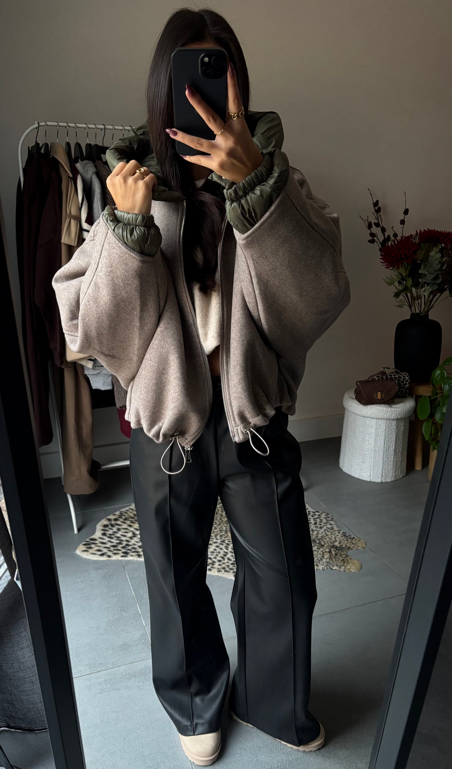 Reversible utility bomber jacket