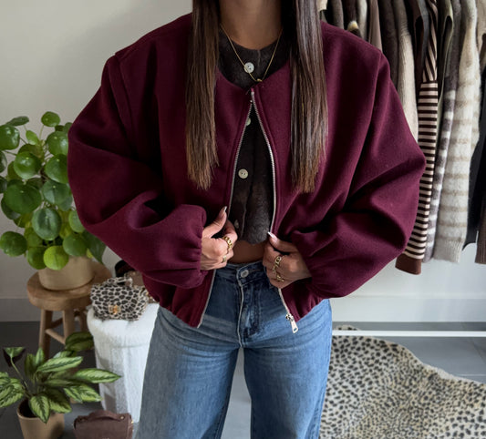 Minimal zip bomber jacket