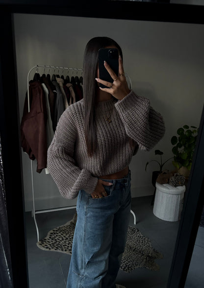 Cozy knit cropped trui