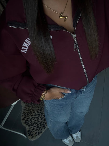 California varsity zip sweater (bordeaux)